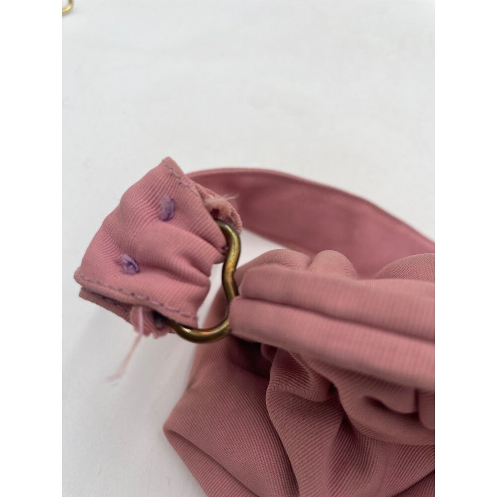 Vintage Pink Pleated Handbag With Gold Kiss Lock Closure & Satin Lining - Picture 10 of 10